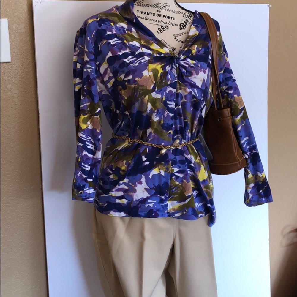 Jones New York’s shirt XL Purple, Yellow, Cotton, Rayon